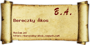 Bereczky Ákos névjegykártya