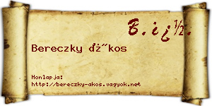 Bereczky Ákos névjegykártya